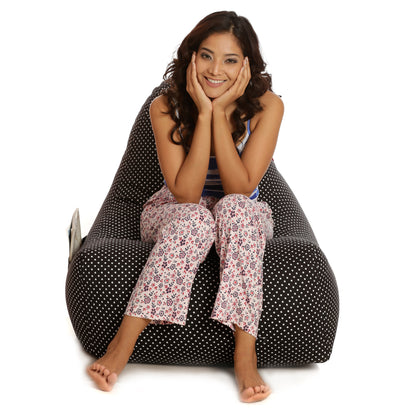 Style Homez HACKEY, Cotton Canvas Polka Dots Printed Bean Bag XXL Size, COVER Only