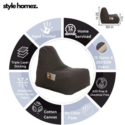 Style Homez HACKEY, Cotton Canvas Polka Dots Printed Bean Bag XXL Size, COVER Only