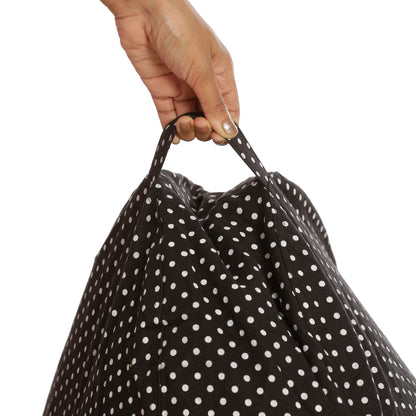 Style Homez HACKEY, Cotton Canvas Polka Dots Printed Bean Bag XXL Size, COVER Only