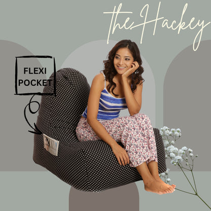 Style Homez HACKEY, Cotton Canvas Polka Dots Printed Bean Bag XXL Size, COVER Only
