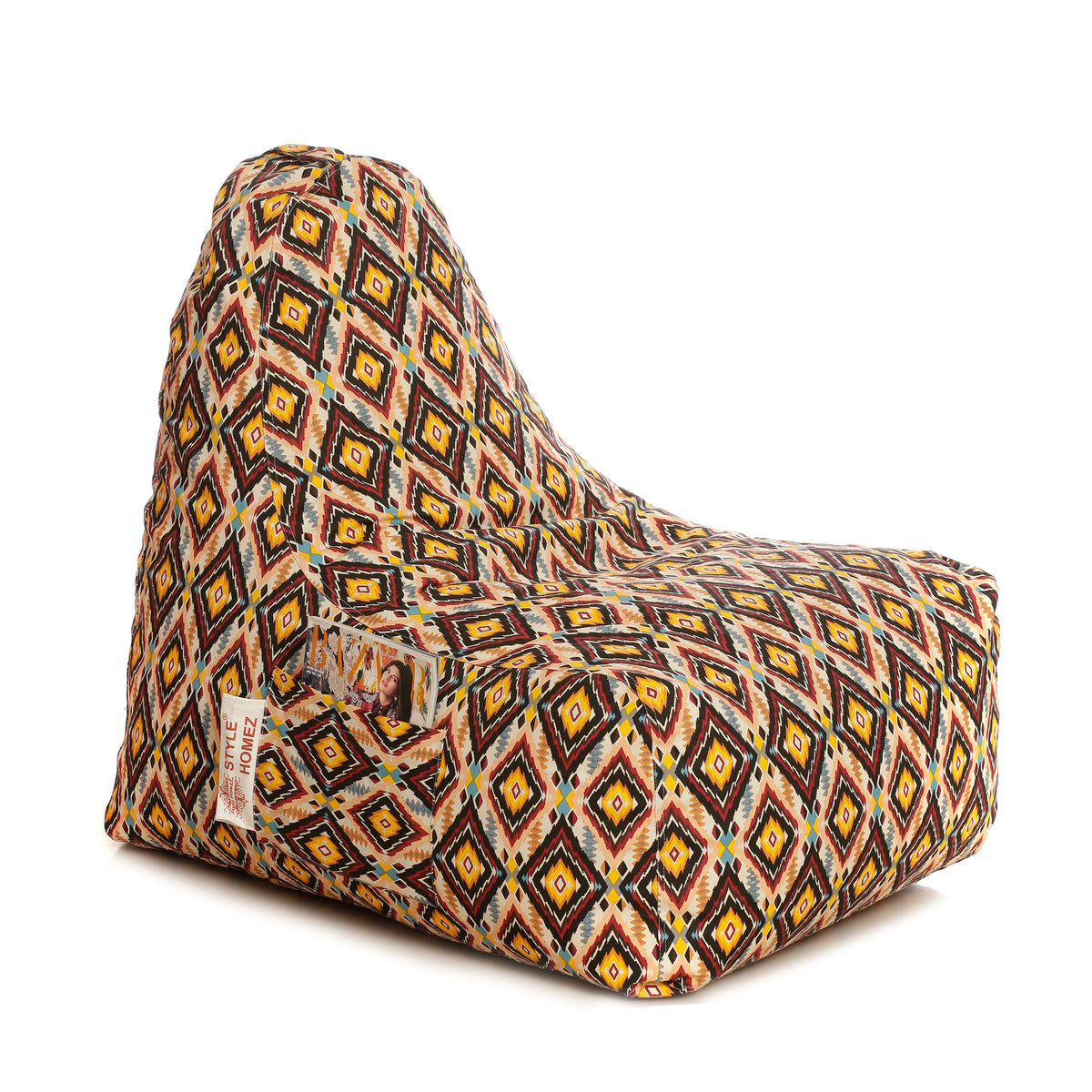Style Homez HACKEY, Cotton Canvas Geometric Printed Bean Bag XXL Size, COVER Only