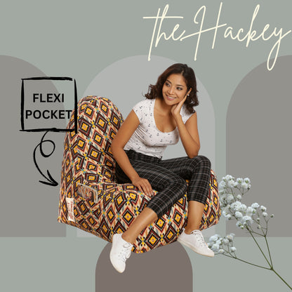 Style Homez HACKEY, Cotton Canvas Geometric Printed Bean Bag XXL Size, COVER Only