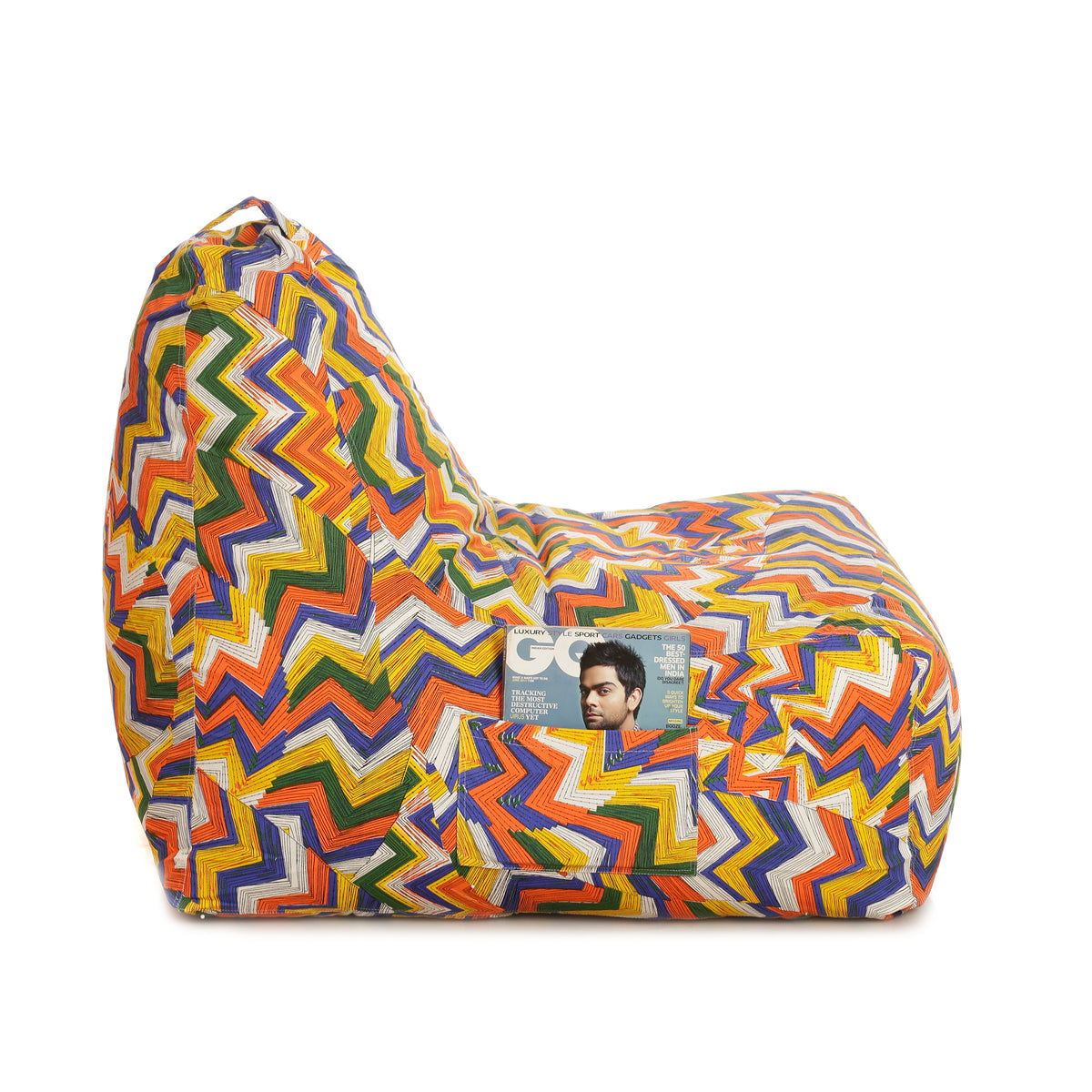 Style Homez HACKEY, Cotton Canvas Geometric Printed Bean Bag XXL Size, COVER Only