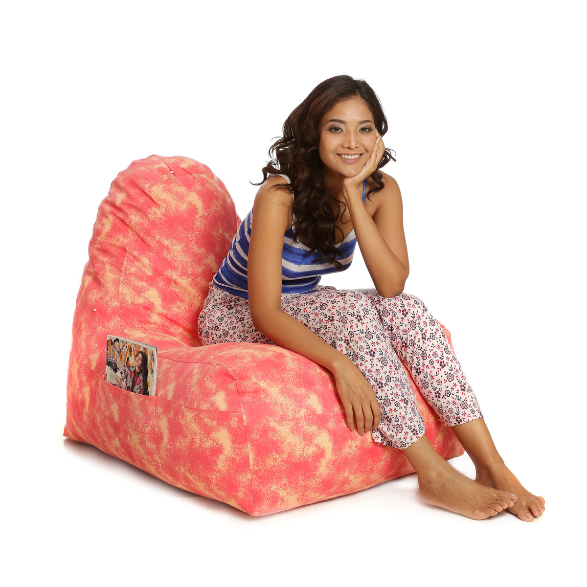 Style Homez XXL HACKEY BEAN BAG, Cotton Canvas Abstract Printed, Filled With Beans Fillers