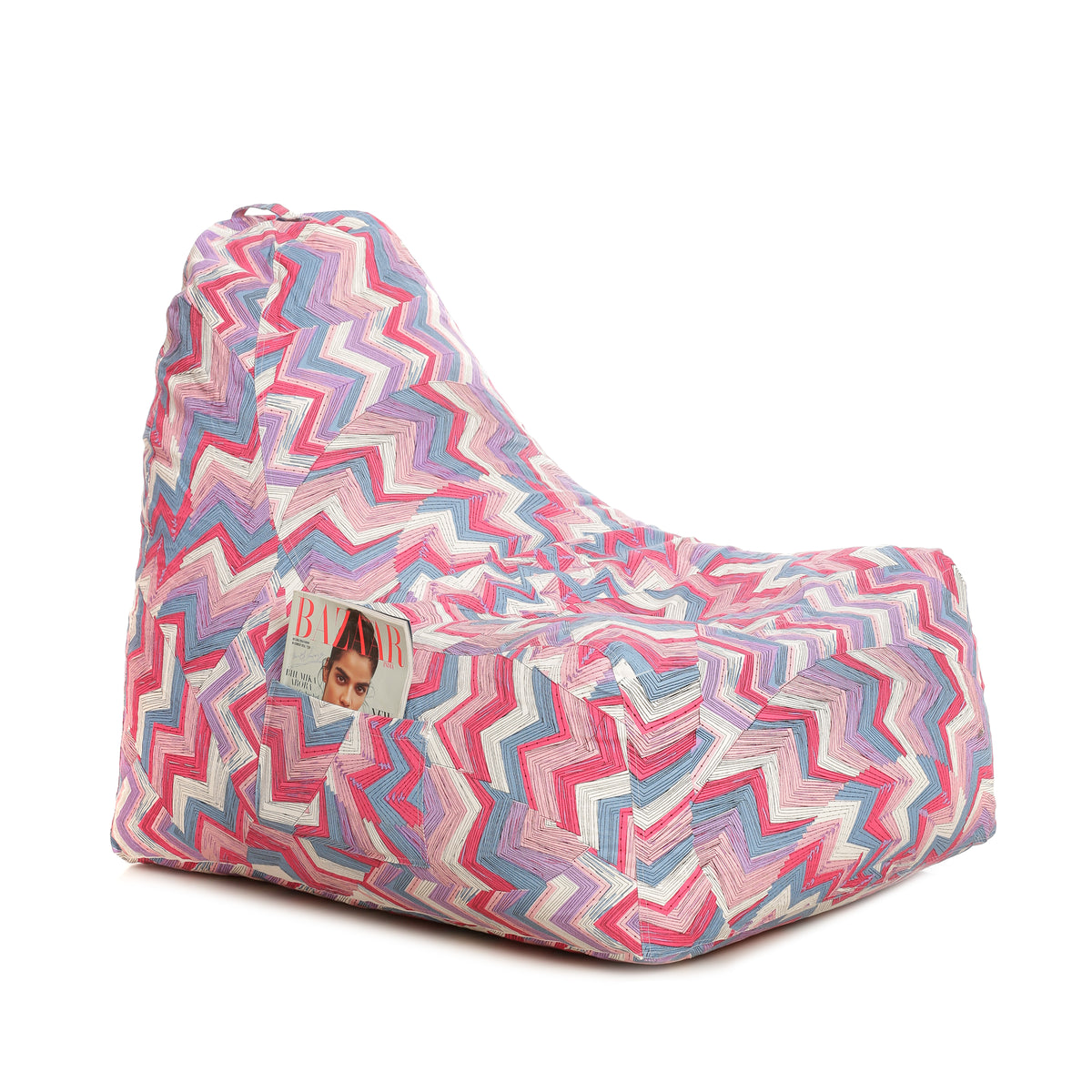 Style Homez XXL HACKEY BEAN BAG, Cotton Canvas Geometric Printed, Filled With Beans Fillers