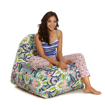 Style Homez HACKEY, Cotton Canvas Floral Printed Bean Bag XXL Size, COVER Only