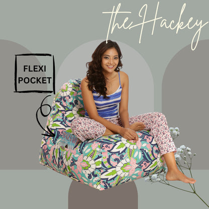 Style Homez HACKEY, Cotton Canvas Floral Printed Bean Bag XXL Size, COVER Only