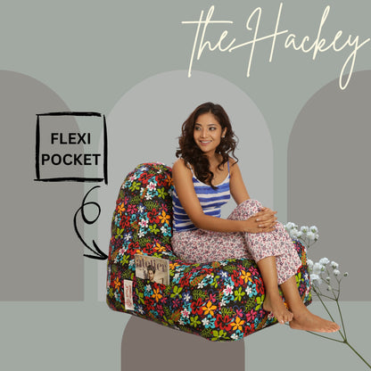 Style Homez HACKEY, Cotton Canvas Floral Printed Bean Bag XXL Size, COVER Only
