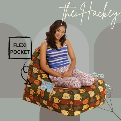 Style Homez HACKEY, Cotton Canvas Abstract Printed Bean Bag XXL Size, COVER Only