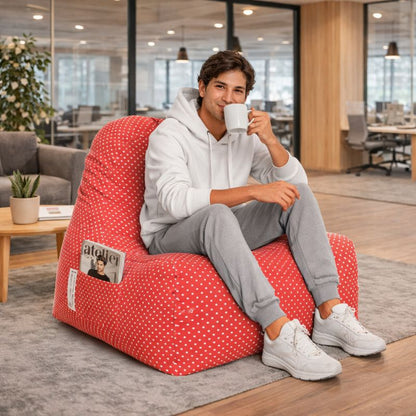 Style Homez Hackey Cotton Canvas Star Printed Bean Bag XXL Size Filled With Beans Fillers