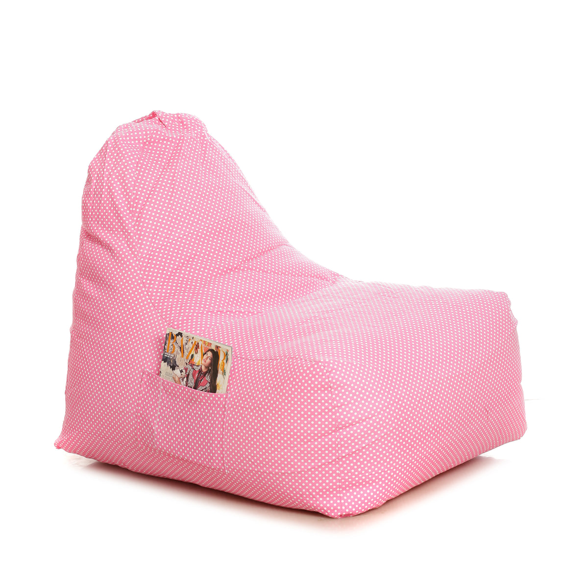 Style Homez XXL HACKEY BEAN BAG, Cotton Canvas Polka Dots Printed, Filled With Beans Fillers