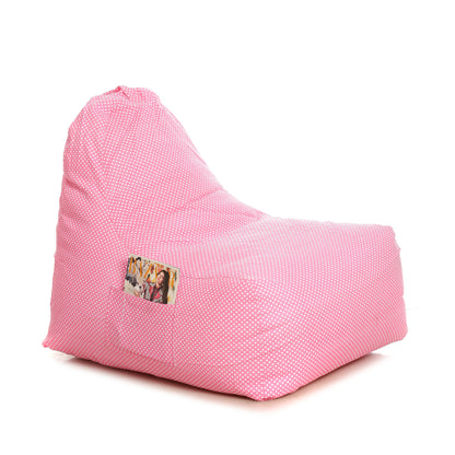Style Homez XXL HACKEY BEAN BAG, Cotton Canvas Polka Dots Printed, Filled With Beans Fillers