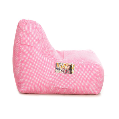 Style Homez XXL HACKEY BEAN BAG, Cotton Canvas Polka Dots Printed, Filled With Beans Fillers