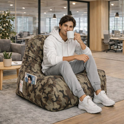 Style Homez Hackey Cotton Canvas Camouflage Printed Bean Bag XXL Size Filled With Beans Fillers