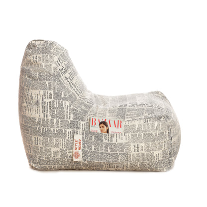 Style Homez HACKEY, Cotton Canvas Newspaper Printed Bean Bag XXL Size, COVER Only