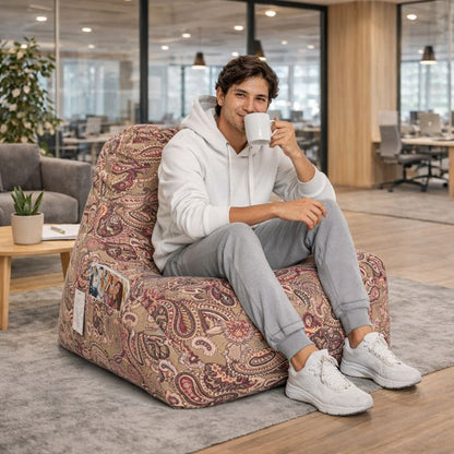 Style Homez Hackey Cotton Canvas Paisley Printed Bean Bag XXL Size Filled With Beans Fillers