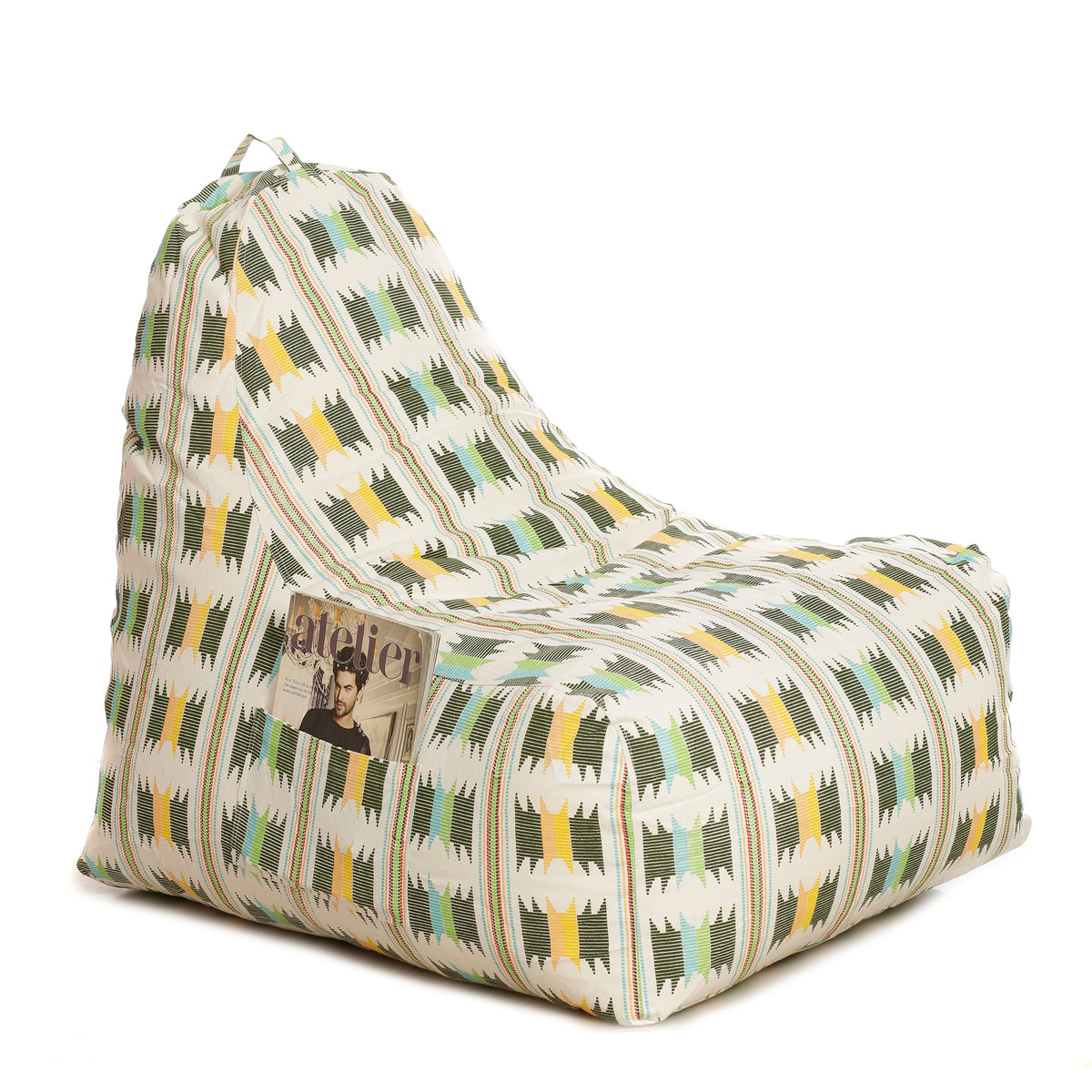 Style Homez HACKEY, Cotton Canvas IKAT Printed Bean Bag XXL Cover Onlyr