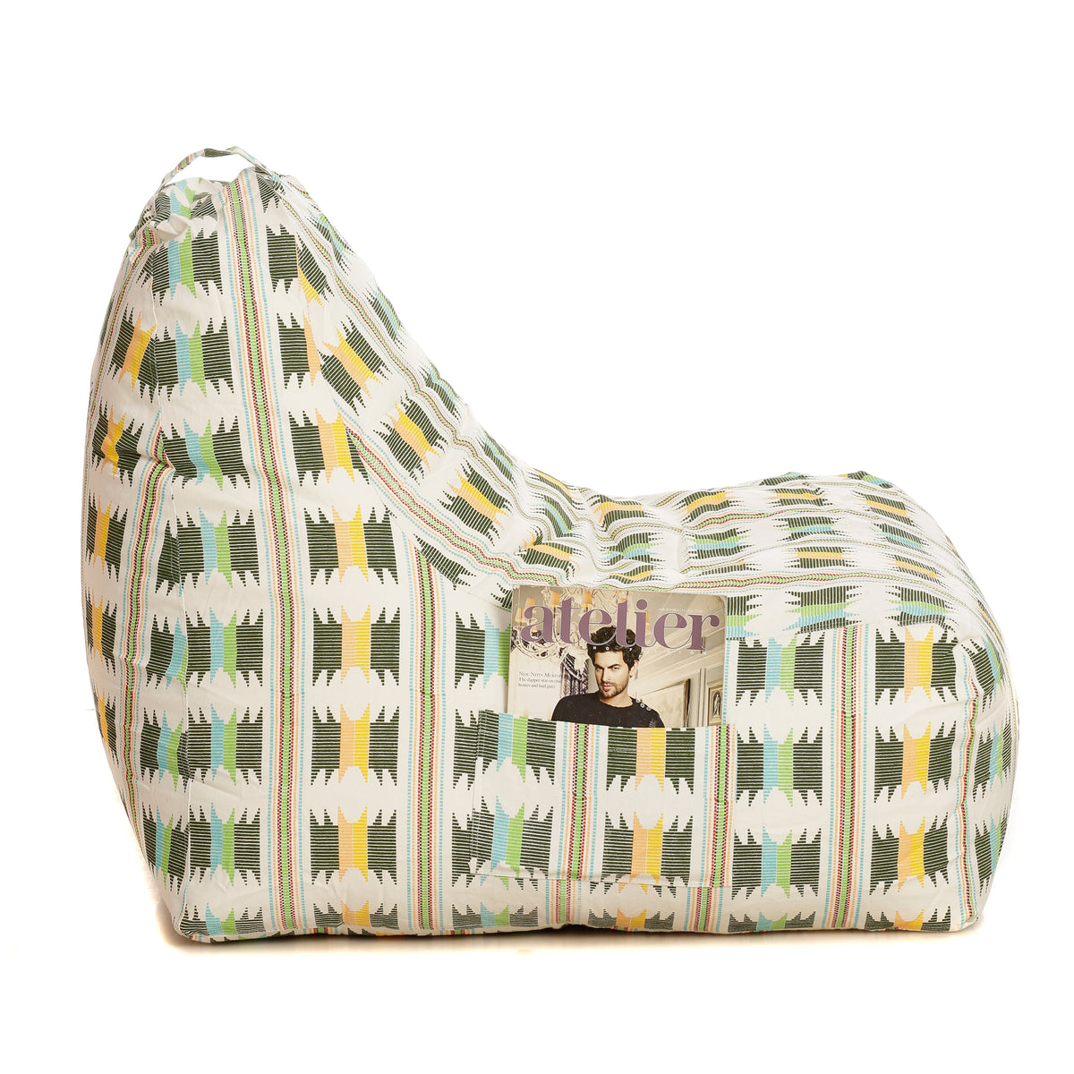 Style Homez HACKEY, Cotton Canvas IKAT Printed Bean Bag XXL Cover Onlyr