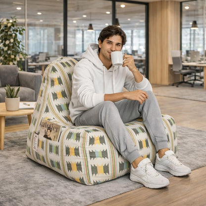 Style Homez HACKEY, Cotton Canvas IKAT Printed Bean Bag XXL Cover Onlyr