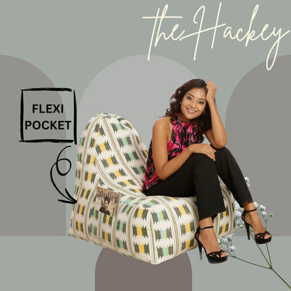 Style Homez HACKEY, Cotton Canvas IKAT Printed Bean Bag XXL Cover Onlyr