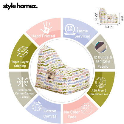 Style Homez HACKEY, Cotton Canvas Abstract Printed Bean Bag XXL Cover Only