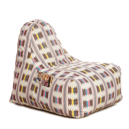 Style Homez XXL HACKEY BEAN BAG, Cotton Canvas IKAT Printed, Filled With Beans Fillers