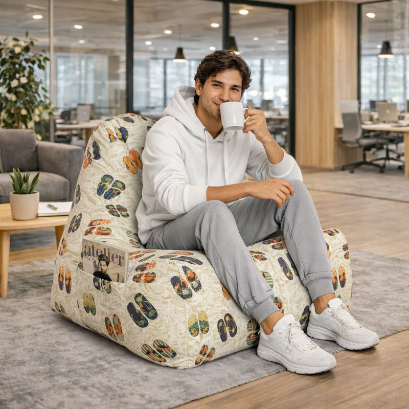 Style Homez Hackey Cotton Canvas Abstract Printed Bean Bag XXL Size Filled With Beans Fillersr