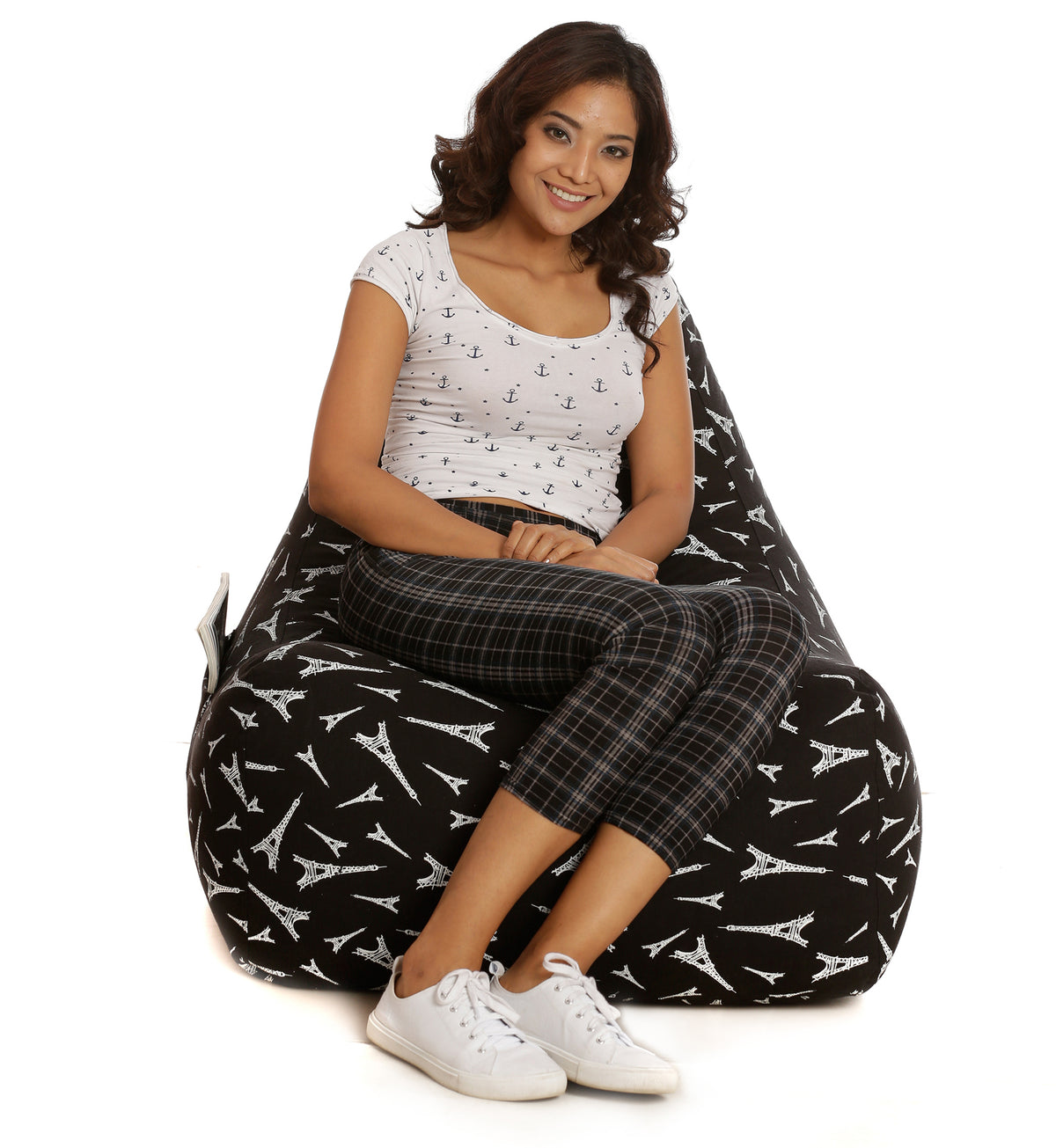 Style Homez XXL HACKEY BEAN BAG, Cotton Canvas Abstract Printed, Filled With Beans Fillers