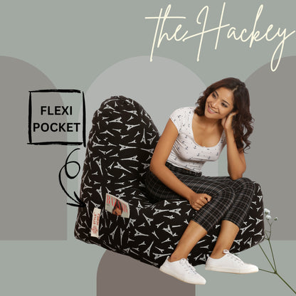 Style Homez XXL HACKEY BEAN BAG, Cotton Canvas Abstract Printed, Filled With Beans Fillers