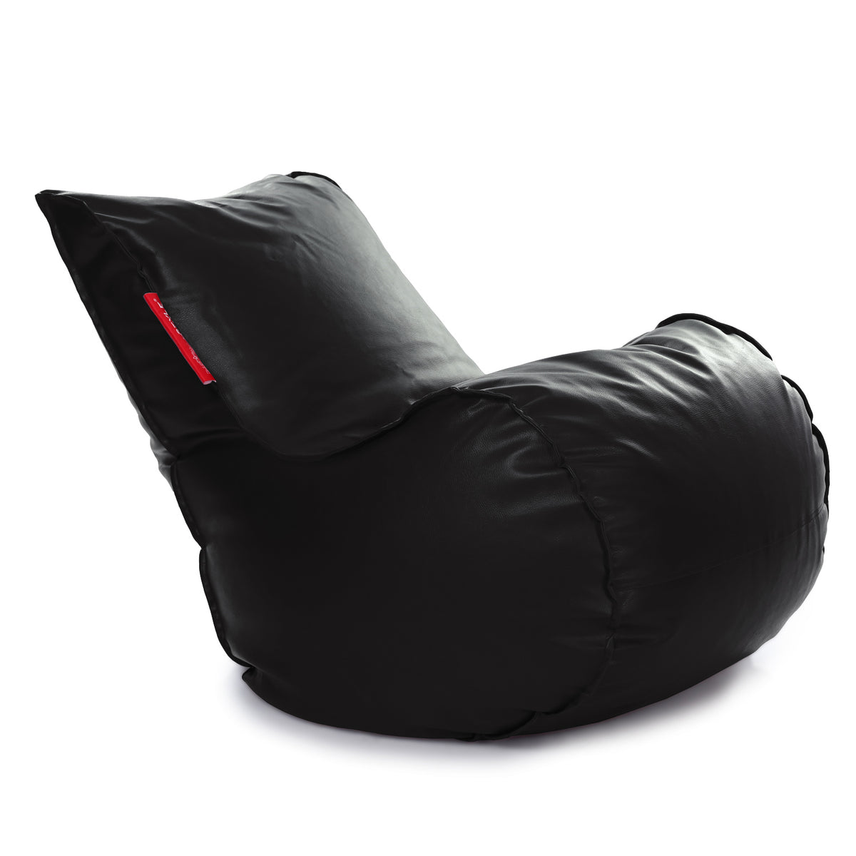 Style Homez MAMBO, Premiu Leatherette XL Size Bean Bag Lounger Black Color Filled with Beans Fillers