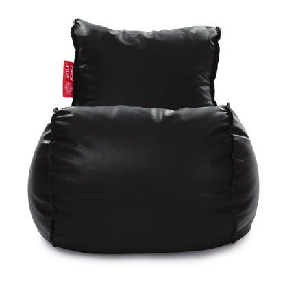 Style Homez MAMBO, Premiu Leatherette XL Size Bean Bag Lounger Black Color Filled with Beans Fillers
