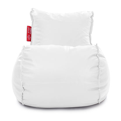 Style Homez MAMBO, Premiu Leatherette XL Size Bean Bag White Color Filled with Beans Fillers