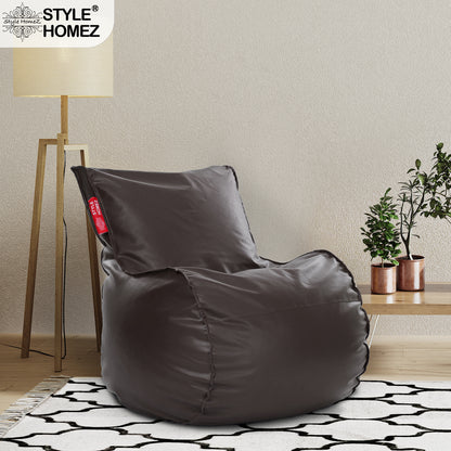 Style Homez MAMBO, Premium Leatherette Fabric XXL Bean Bag Chocolate Brown Color Filled with Beans Fillers
