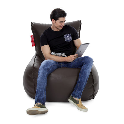 Style Homez MAMBO, Premium Leatherette Fabric XXL Bean Bag Chocolate Brown Color Filled with Beans Fillers