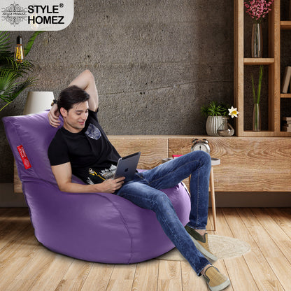 Style Homez MAMBO, Premium Leatherette Fabric XXL Bean Bag Purple Color Filled with Beans Fillers