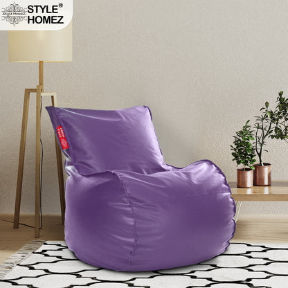 Style Homez MAMBO, Premium Leatherette Fabric XXL Bean Bag Purple Color Filled with Beans Fillers