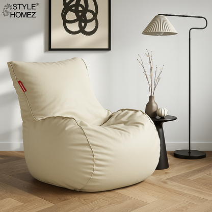 Style Homez MAMBO, Premium Leatherette Fabric XXXL Bean Bag BEIGE Color Filled with Beans Fillers