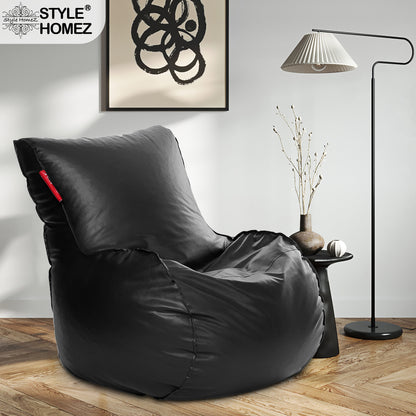 Style Homez MAMBO, Premium Leatherette Fabric XXXL Bean Bag Lounger Black Color Filled with Beans Fillers