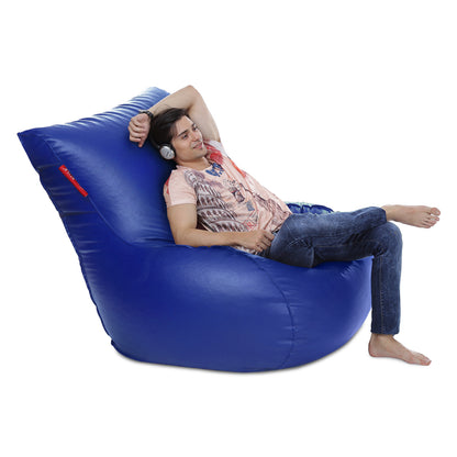 Style Homez MAMBO, Premium Leatherette Fabric XXXL Bean Bag Blue Color Filled with Beans Fillers