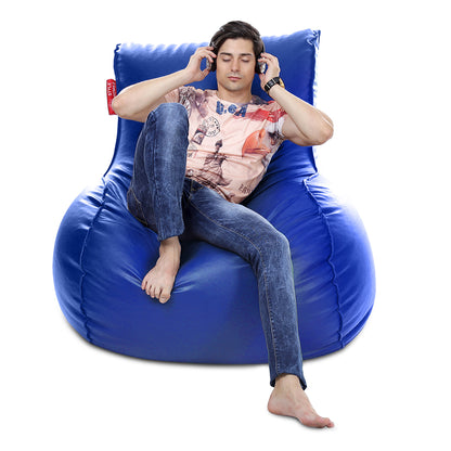 Style Homez MAMBO, Premium Leatherette Fabric XXXL Bean Bag Blue Color Filled with Beans Fillers