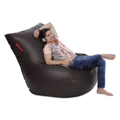 Style Homez MAMBO, Premium Leatherette Fabric XXXL Bean Bag Chocolate Brown Color Filled with Beans Fillers