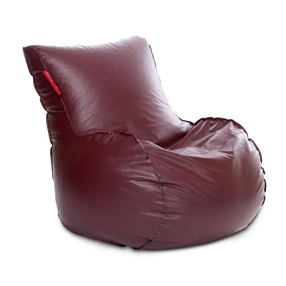 Style Homez MAMBO, Premium Leatherette Fabric XXXL Bean Bag Maroon Color Filled with Beans Fillers