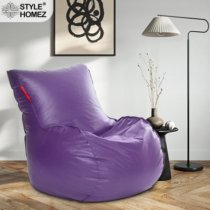Style Homez MAMBO, Premium Leatherette Fabric XXXL Bean Bag Purple Color Filled with Beans Fillers