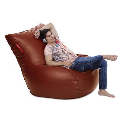 Style Homez MAMBO, Premium Leatherette Fabric XXXL Bean Bag Tan Color Filled with Beans Fillers