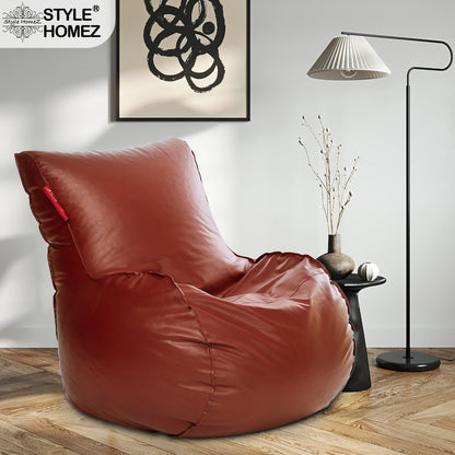 Style Homez MAMBO, Premium Leatherette Fabric XXXL Bean Bag Tan Color Filled with Beans Fillers