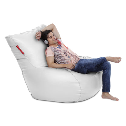 Style Homez MAMBO, Premium Leatherette Fabric XXXL Bean Bag White Color Filled with Beans Fillers