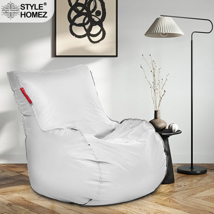 Style Homez MAMBO, Premium Leatherette Fabric XXXL Bean Bag White Color Filled with Beans Fillers