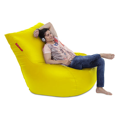 Style Homez MAMBO, Premium Leatherette Fabric XXXL Bean Bag Yellow Color Filled with Beans Fillers