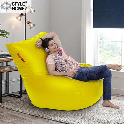 Style Homez MAMBO, Premium Leatherette Fabric XXXL Bean Bag Yellow Color Filled with Beans Fillers