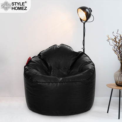 Style Homez Modern Mooda Rocker Lounger Bean Bag XXL Size Black Color Premium Leatherette Filled with Beans Fillers